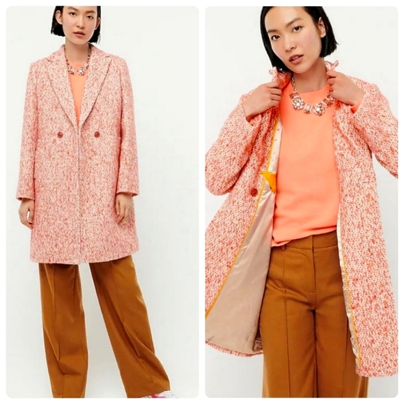J. Crew Daphne in Italian Tweed Topcoat Faded Guava Nayla Size 0 - Picture 2 of 11